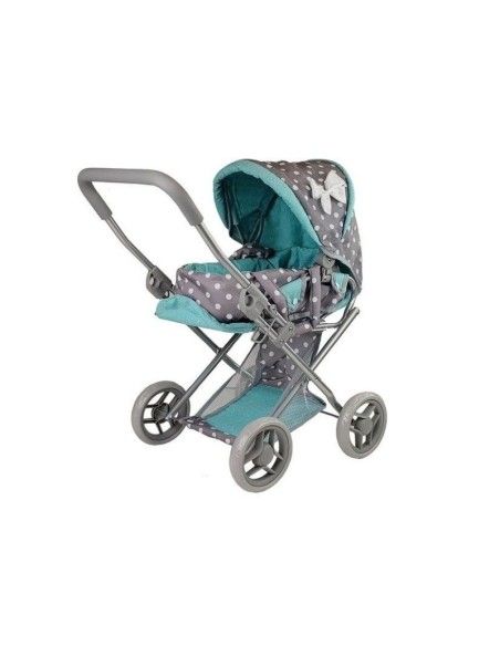 Carucior pentru papusi cu landou, gri cu turcoaz, LeanToys, 7695 produse de calitate pentru copii, baieti si fete LeanToys 