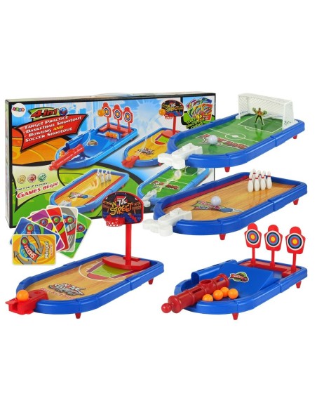 Set jocuri 4 in 1, copii, baschet, fotbal, bowling si tinta, LeanToys