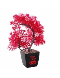 Bonsai roz decorativ artificial, ghiveci frumos, 35 cm, GLN 429A cadou