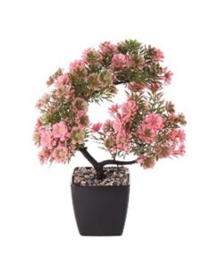 Bonsai roz decorativ artificial, ghiveci frumos, 35 cm, GLN 429Y cadou