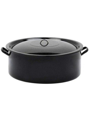 Cratita cu capac emailata 10 litri, diametru 34 cm, de culoare nearga.