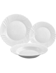 Set serviciu de masa alb, 6 persoane, Bormioli Ebro Alb, 18 farfurii