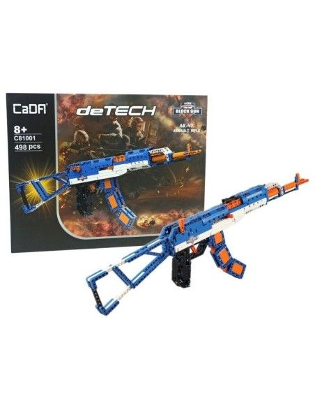 Set constructie mitraliera AK47, pentru copii, 498 piese, LeanToys, 9237 produse de calitate pentru copii, baieti si fete LeanTo