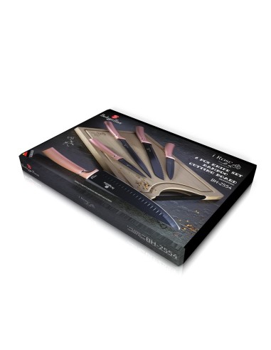 Set cutite, cu tocator de taiere din bambus, 6 piese, Berlinger I-rose