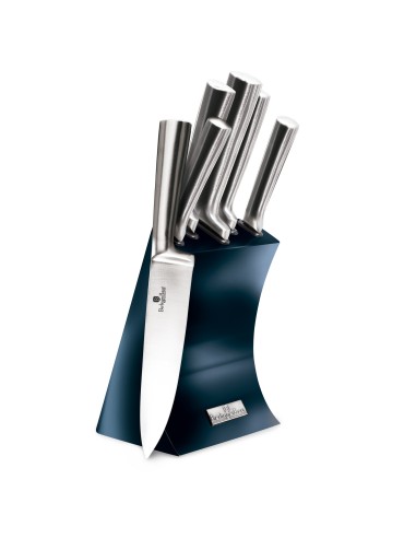 Set de cutite, 6 piese, 5 cutite cu suport inox, Aquamarine, BH/2452