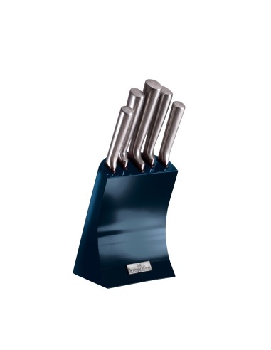 Set de cutite, 6 piese, 5 cutite cu suport inox, Aquamarine, BH/2452