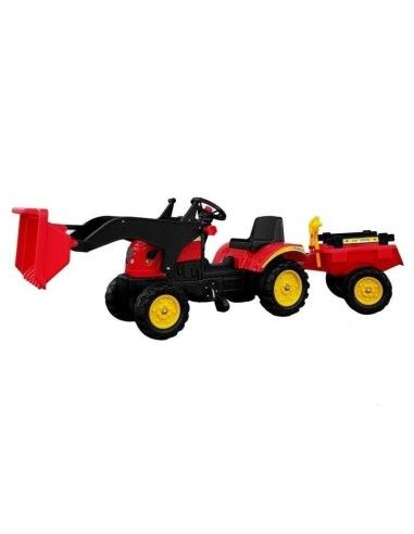 Tractor excavator Herman, cu remorca si pedale pentru copii, 165x42x50 cm, LeanToys, 5227 produse de calitate pentru copii, baie