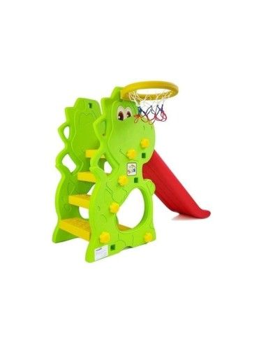 Tobogan mare multifunctional Dinozaur, cu cos de baschet pentru copii, LeanToys, 5508 produse de calitate pentru copii, baieti s