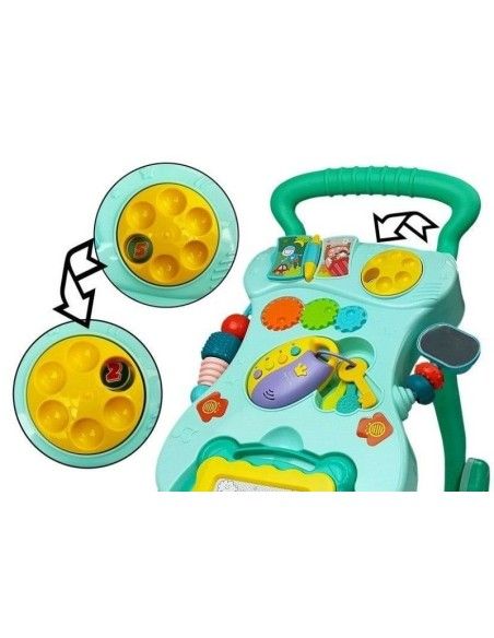 Antepremergator multifunctional pentru bebe, cu centru de activitati, turcoaz, LeanToys, 5996 produse de calitate pentru copii, 