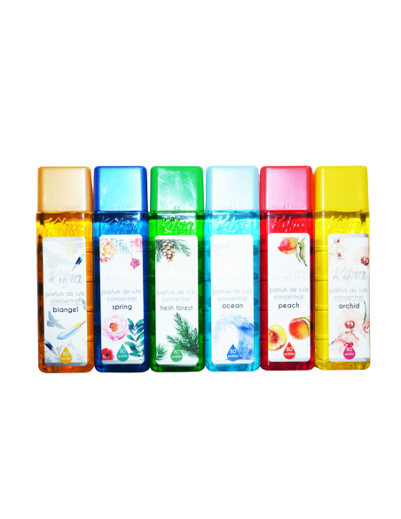 Set 6 parfumuri de rufe concentrat, Kifra, 200 ml, piersica, orhidee
