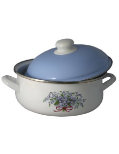 Cratita emailata, 4.5 Litri, capac de 24 cm inclus, Liliac Multicolor