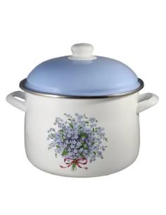 Oala emailata, 7.5 Litri, capac de 24 cm inclus, Liliac Multicolor