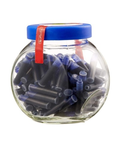 Set 100 Patroane, Herlitz, scurte, in recipient de sticla, cerneala