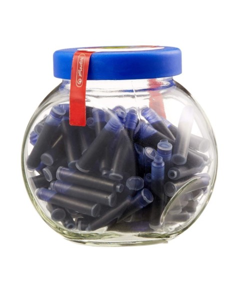 Set 100 Patroane, Herlitz, scurte, in recipient de sticla, cerneala