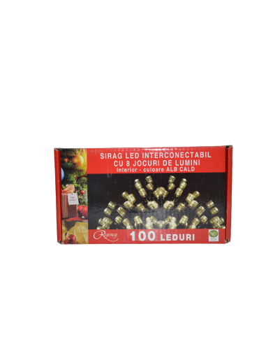 Instalatie de Craciun, sirag luminos, interconectabil, 100 LED jocuri lumi