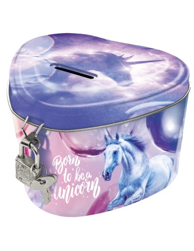 Pusculita decorativa Kidea Cleo&Frank, model unicorn, metalica cu lacat, set cu 2 chei, SKSRJ15