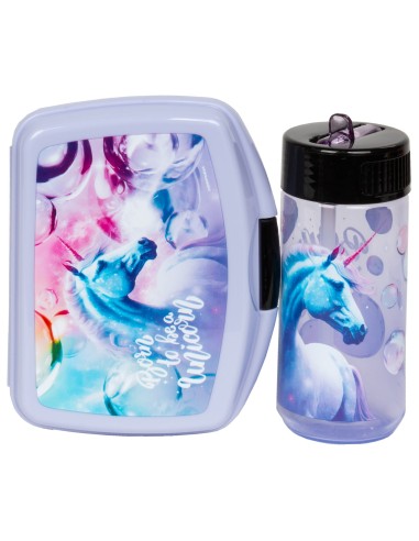 Set cutie de pranz si sticla de apa, model Unicorn, Kidea, ZSBAJR15