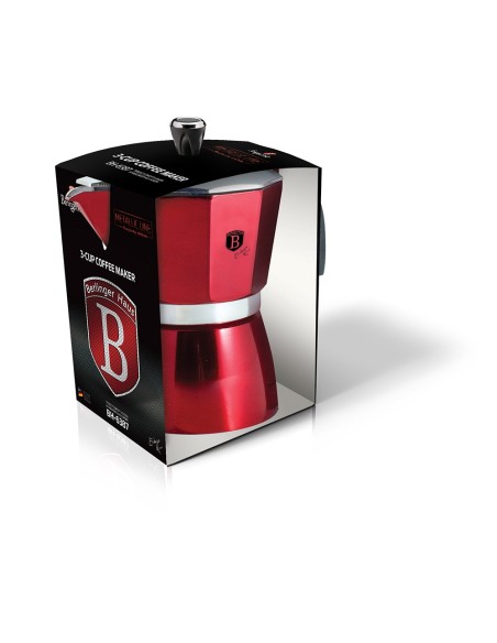 Expressor pentru aragaz, cafetiera pentru 9 persoane, BerlingerHaus, Burgundy Metallic Line, BH 8583